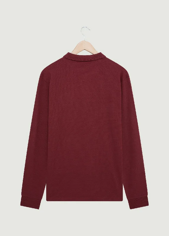 Barone Long Sleeved Polo - Burgundy