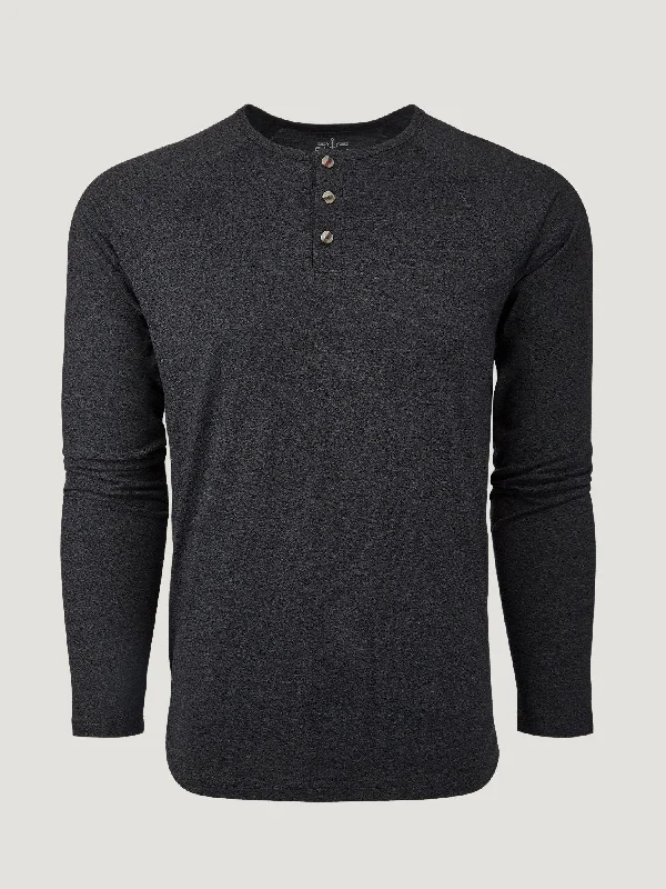 Vintage Black Slim Fit Long Sleeve Henley