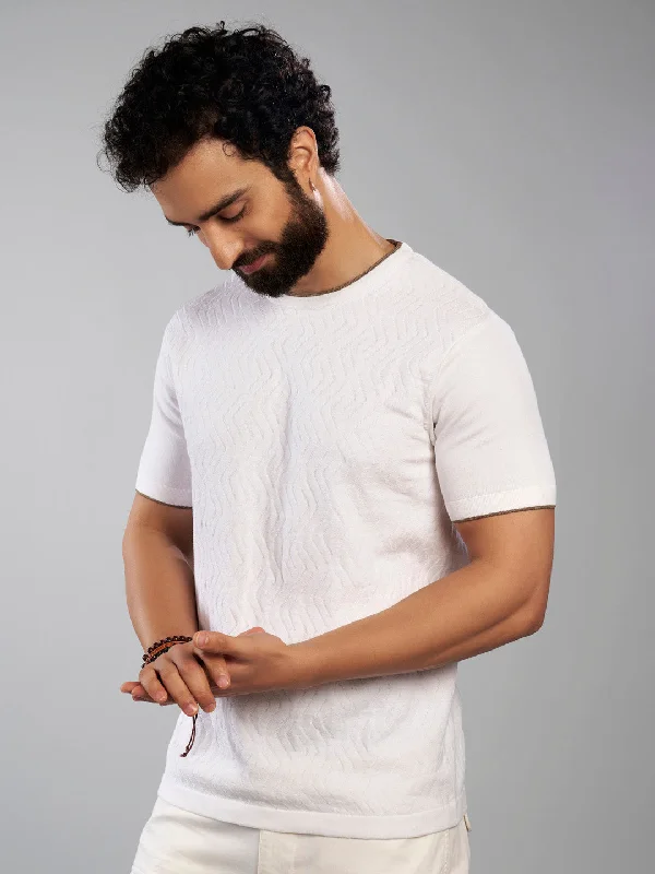 Crew Neck Pure Cotton White T-Shirt - Maze