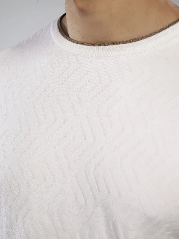 Crew Neck Pure Cotton White T-Shirt - Maze