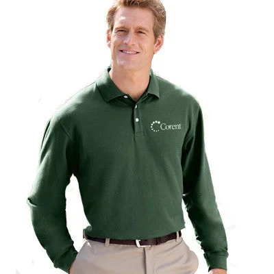 Devon & Jones Men's Pima Pique Long-Sleeve Polo Shirt