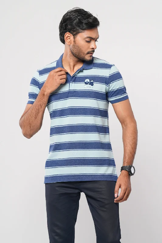 Melange Striped Polo Shirt