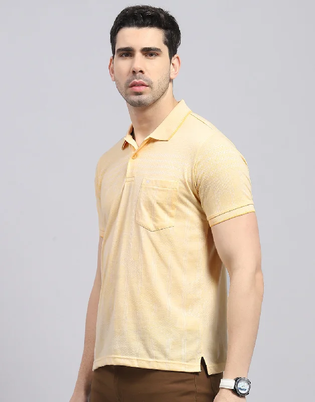 Men Beige Printed Polo Collar Half Sleeve T-Shirt