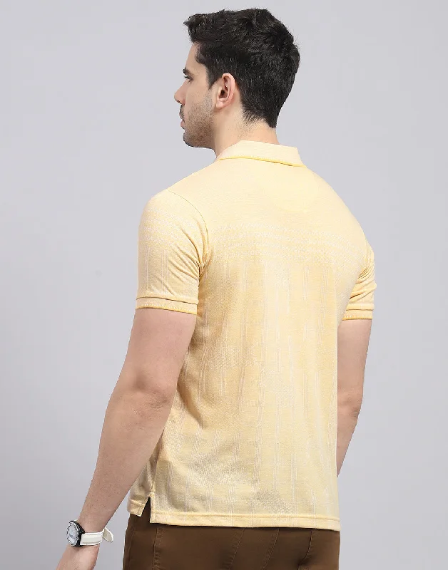 Men Beige Printed Polo Collar Half Sleeve T-Shirt