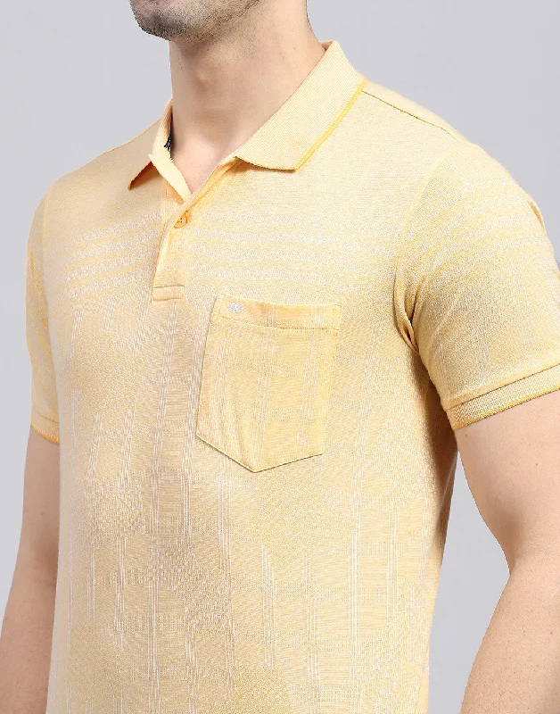 Men Beige Printed Polo Collar Half Sleeve T-Shirt