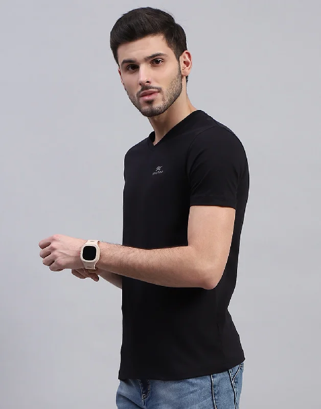 Men Black Solid V Neck Half Sleeve T-Shirt (Pack of 3)