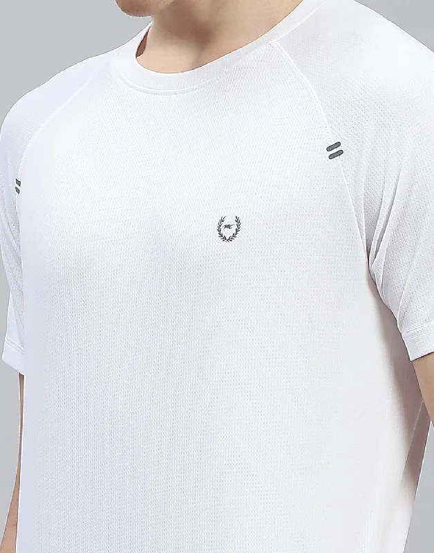 Men White Printed Round Neck Half Sleeve T-Shirt