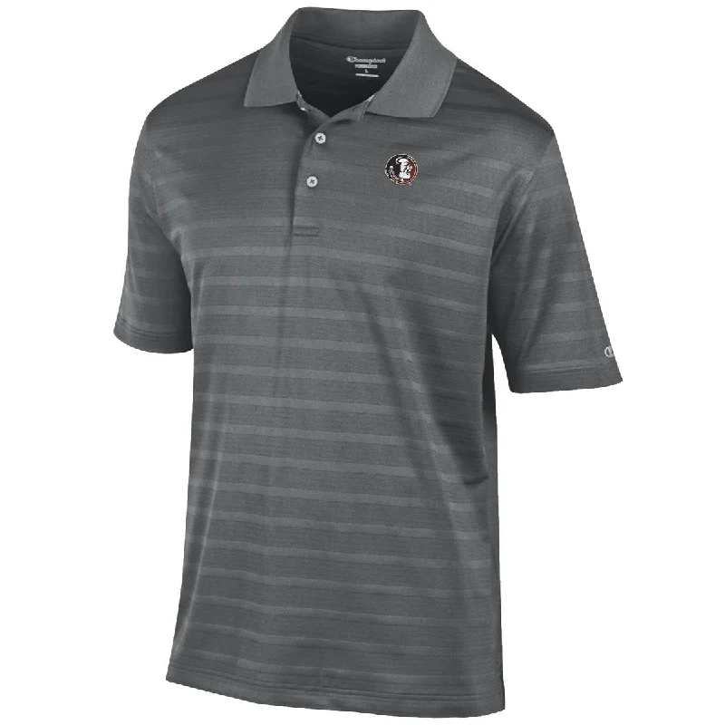 Champion's Men's Vault Seminole Logo Textured Performance Polo - Titanium