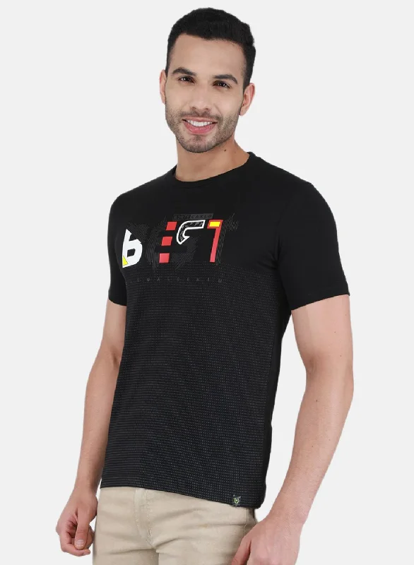 Men Black Printed T-Shirt