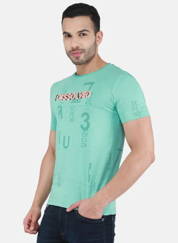 Men Green Printed T-Shirt