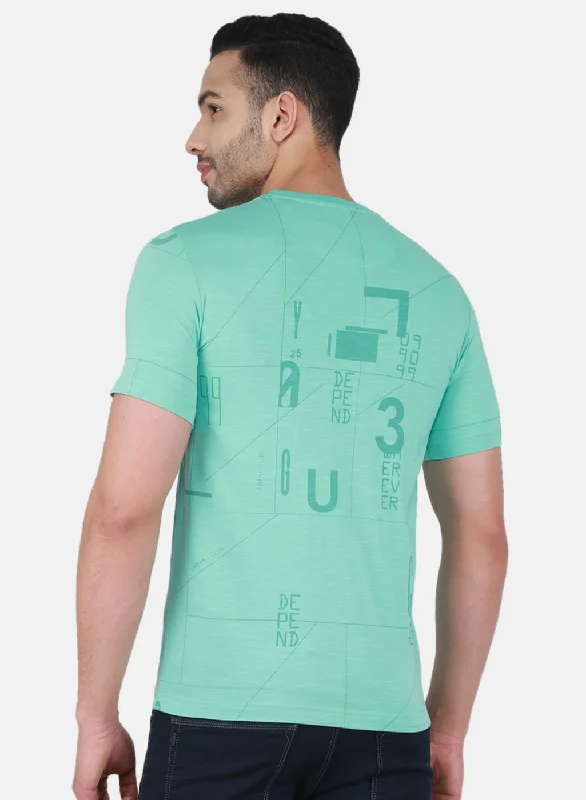 Men Green Printed T-Shirt