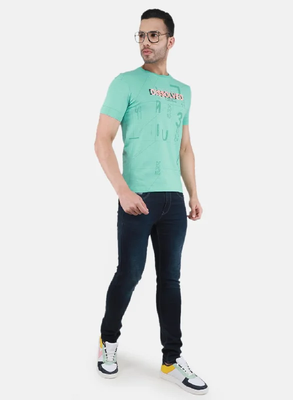 Men Green Printed T-Shirt