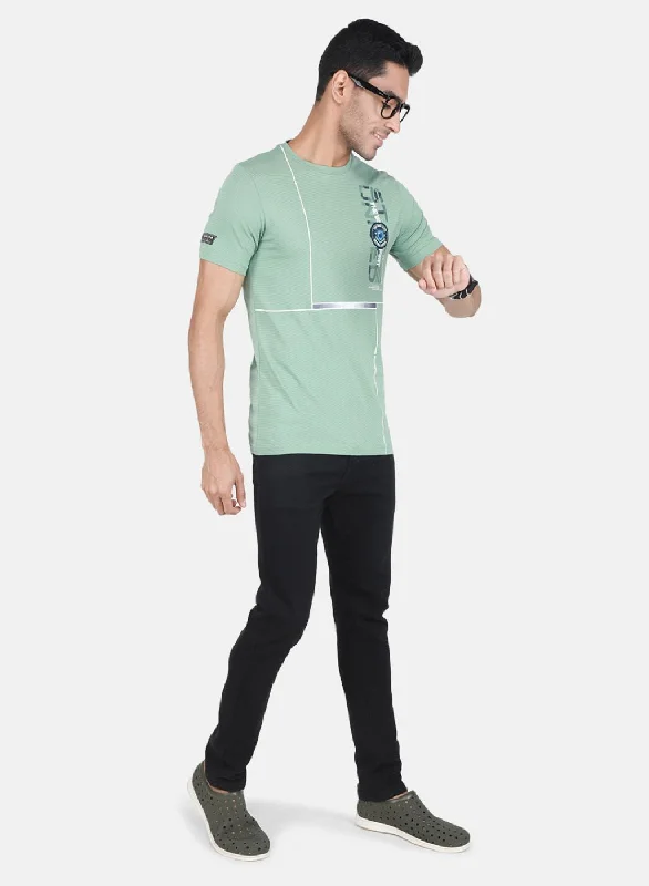 Men Green Printed T-Shirt