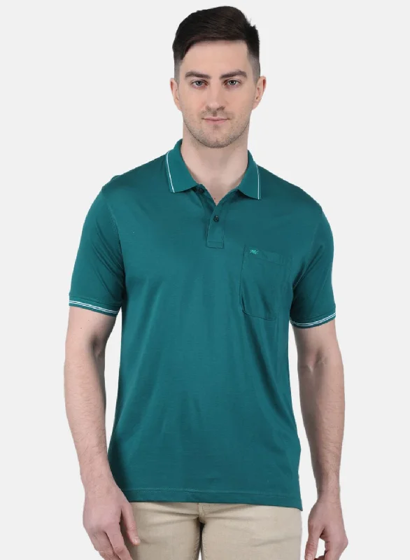 Men Green Solid T-Shirt