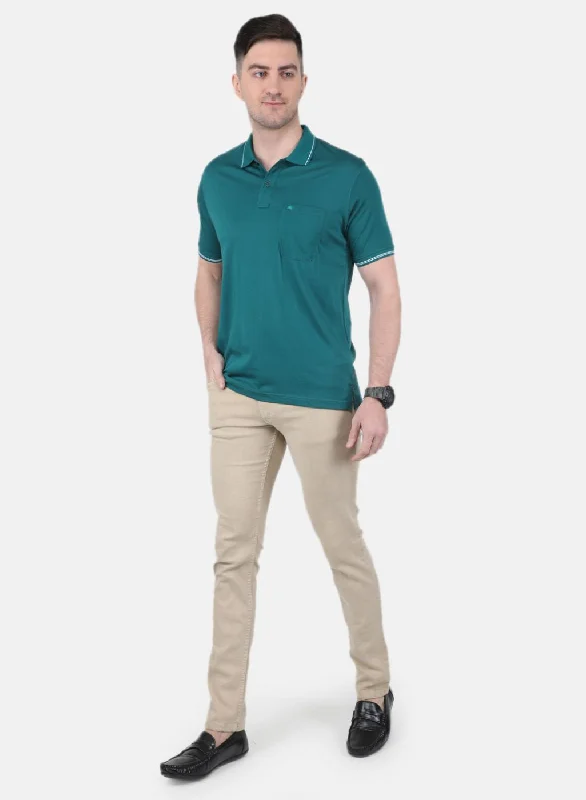 Men Green Solid T-Shirt