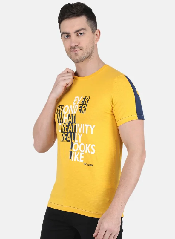 Men Mustard Stripe T-Shirt