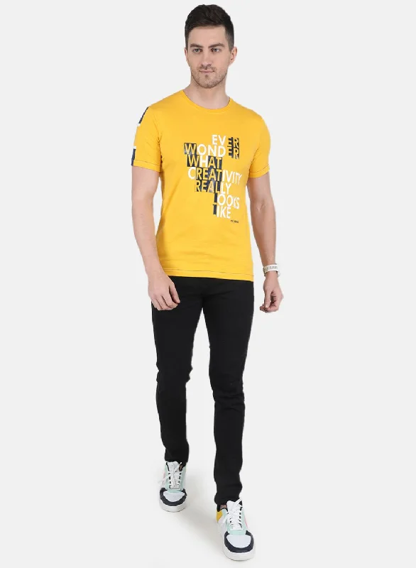 Men Mustard Stripe T-Shirt