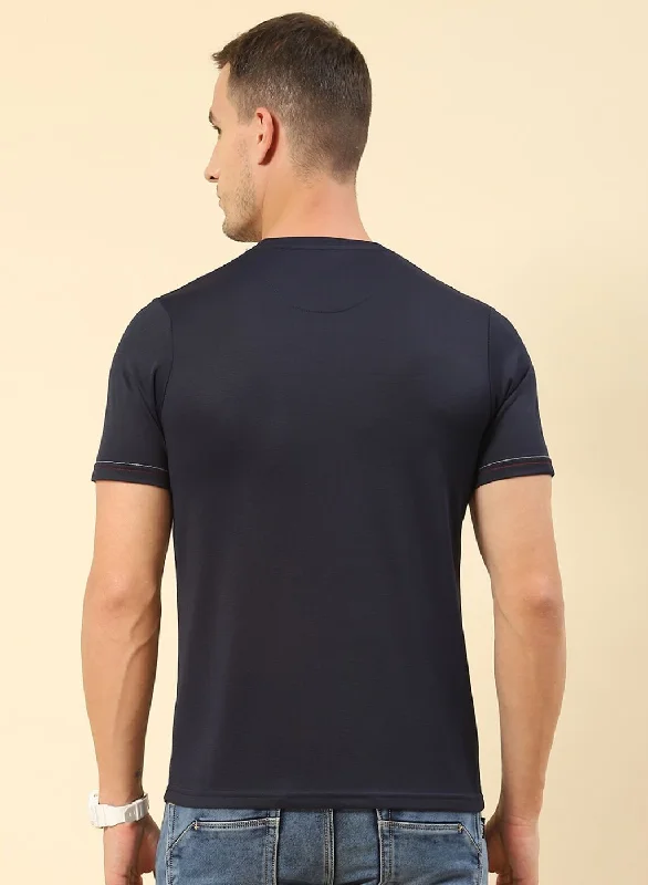 Men NAvy Blue Printed T-Shirt