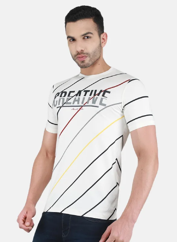 Men Off White Printed T-Shirt