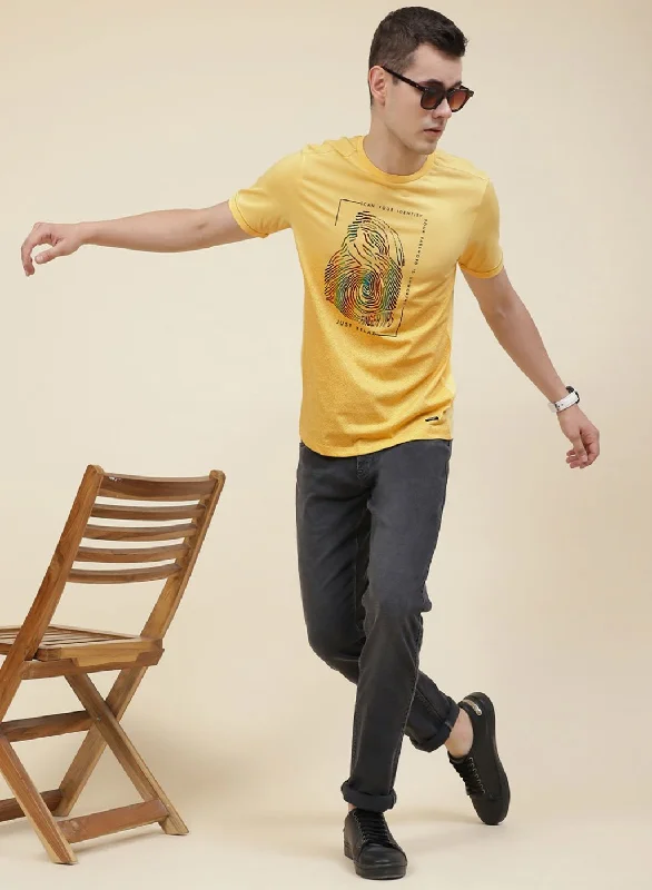 Men Yellow Printed T-Shirt