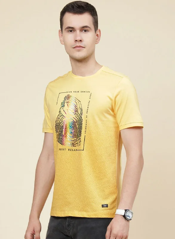 Men Yellow Printed T-Shirt