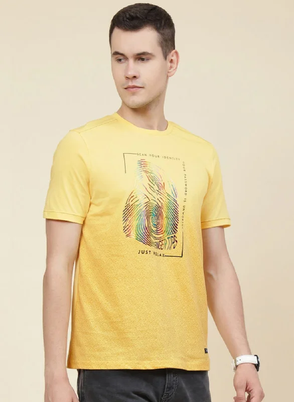 Men Yellow Printed T-Shirt