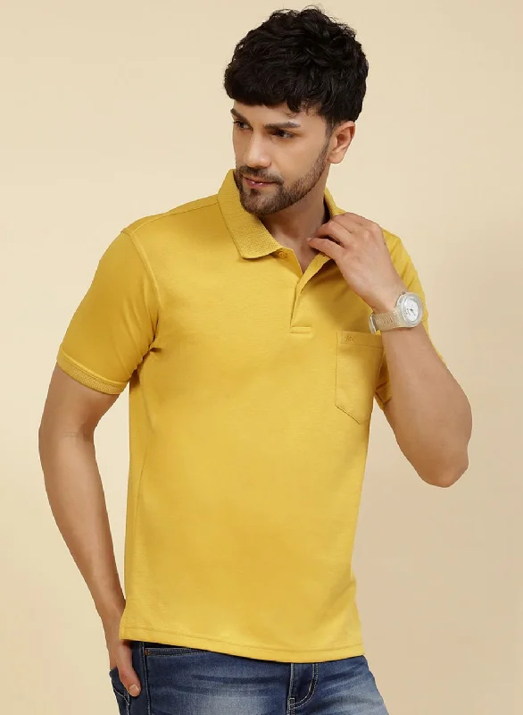 Men Yellow Solid T-Shirt