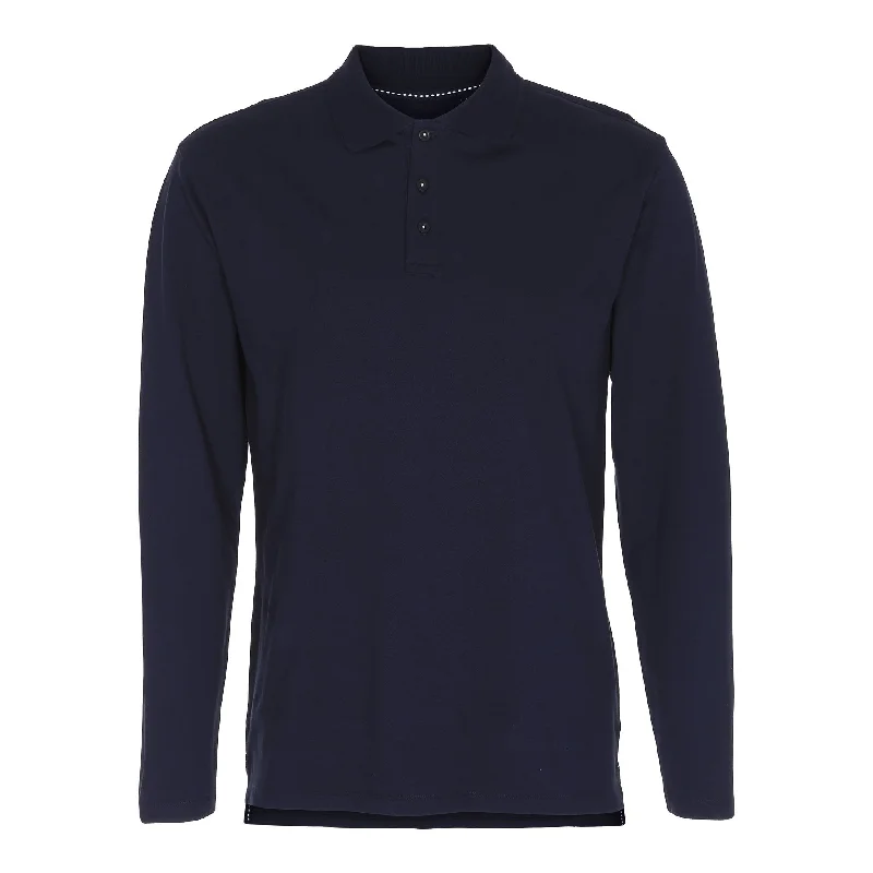 Muscle langærmet Polo Shirt - Navy