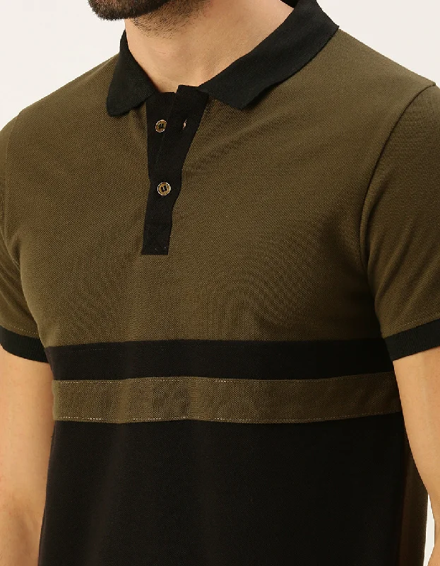 Olive Polo Colorblock Polo T-shirt