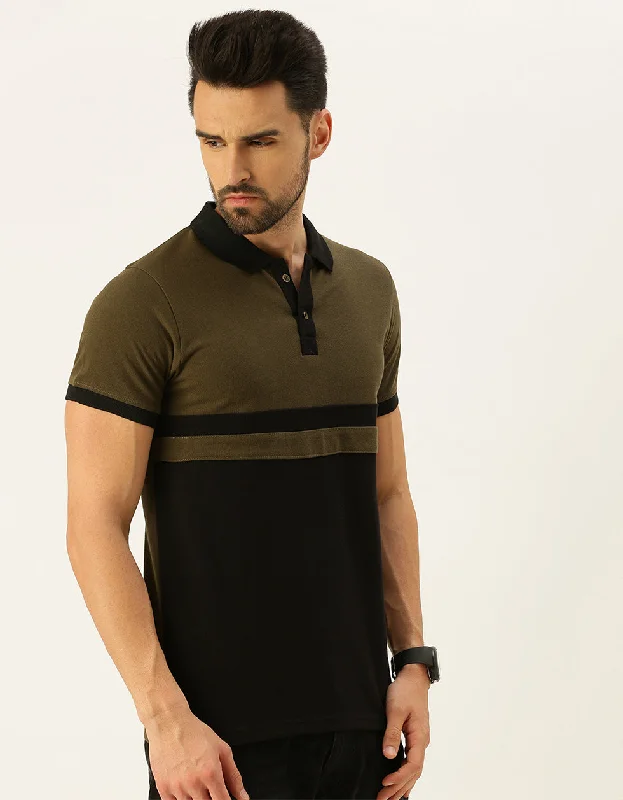 Olive Polo Colorblock Polo T-shirt