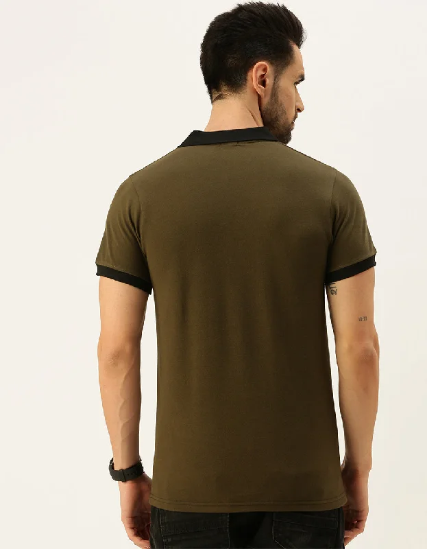 Olive Polo Colorblock Polo T-shirt