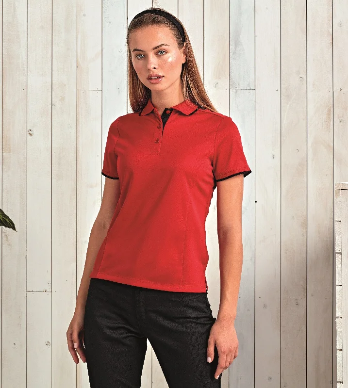 Women's Contrast Coolchecker Polo | BLACK/LIME