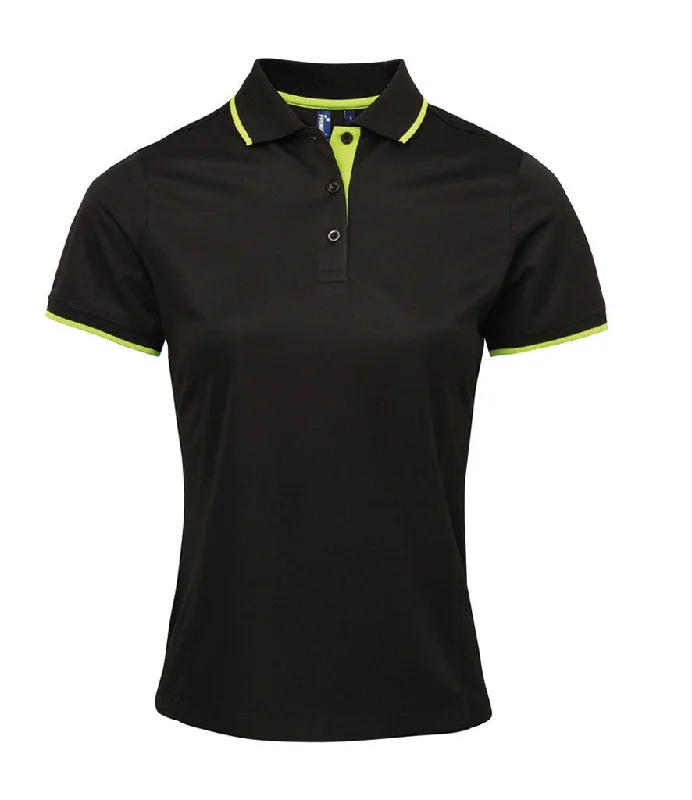 Women's Contrast Coolchecker Polo | BLACK/LIME