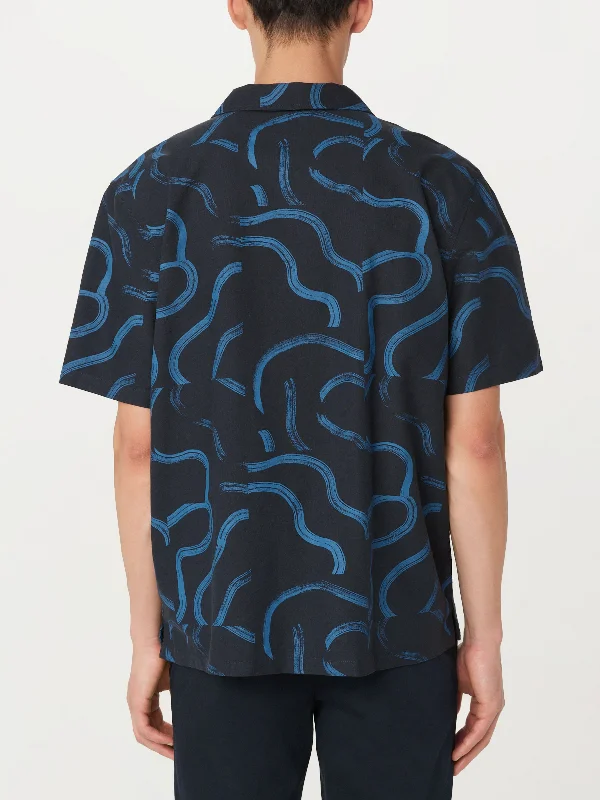 The Abstract Camp Collar Shirt in Deep Blue