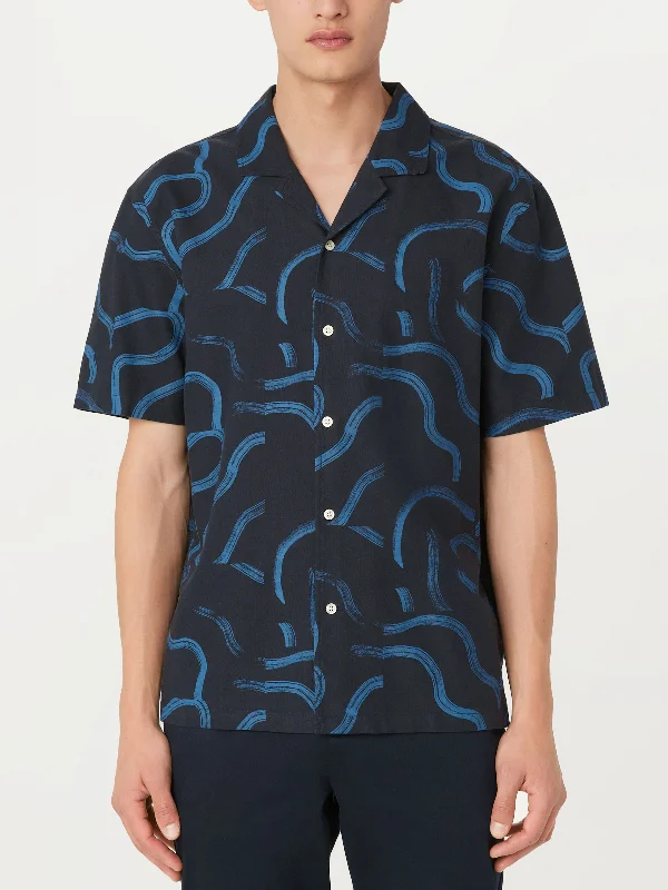 The Abstract Camp Collar Shirt in Deep Blue