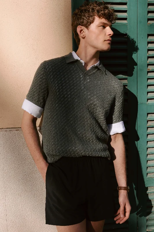 The Openwork Crochet Polo in Agave