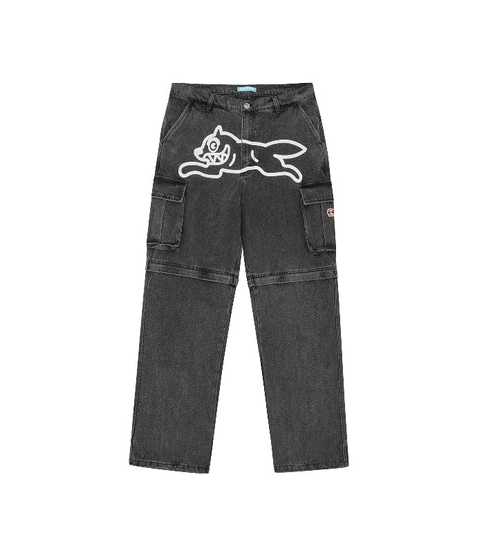 RUNNING DOG DENIM CARGO PANTS - BLACK