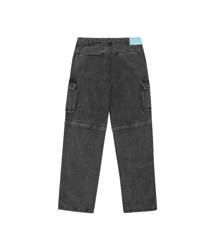 RUNNING DOG DENIM CARGO PANTS - BLACK