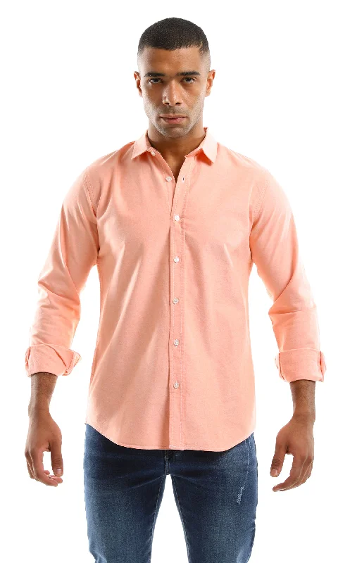 97237 Full Sleeves Basic Light Coral Orange Shirt