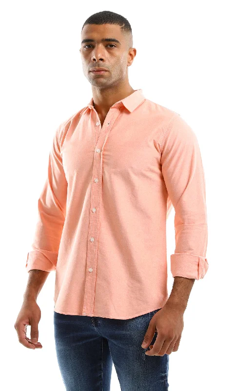 97237 Full Sleeves Basic Light Coral Orange Shirt