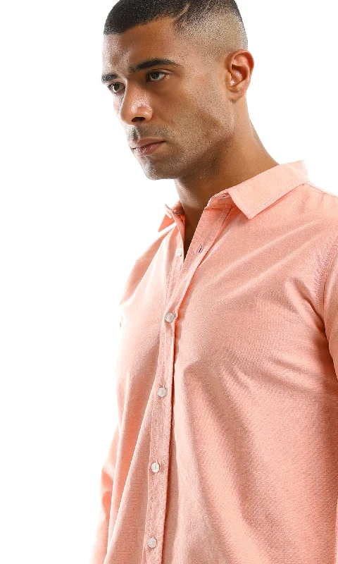 97237 Full Sleeves Basic Light Coral Orange Shirt