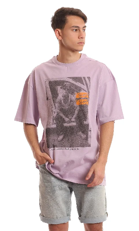 97380 Printed Light Lilac Short Sleeves Tee