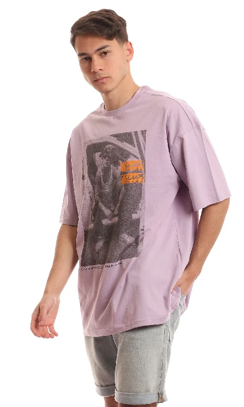 97380 Printed Light Lilac Short Sleeves Tee