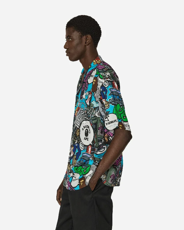 Comic Art Open Collar Shirt Multicolor