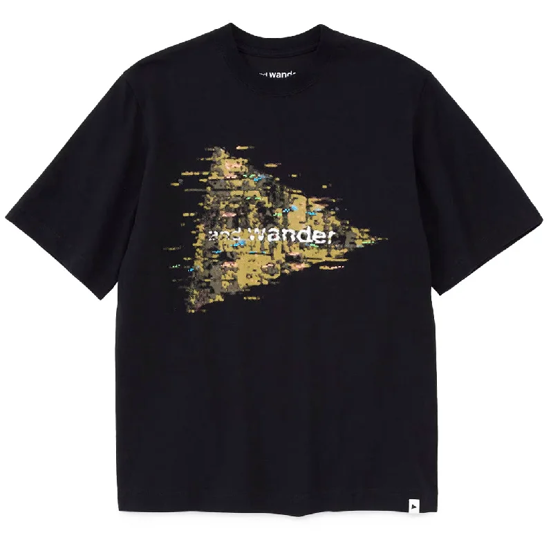 And Wander Noizy Logo Printed T-Shirt Black