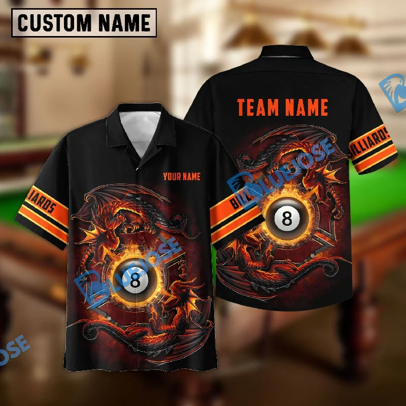 BlueJose Billiards Dragon Fire Personalized Name, Team Name Shirt