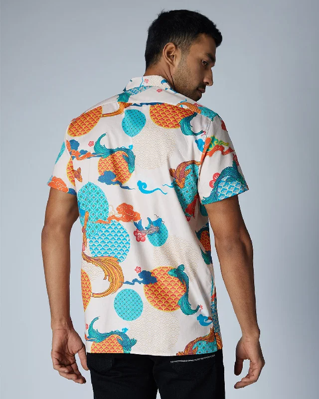 Multicoloured Half-Sleeve Aquatic Printed Shirt