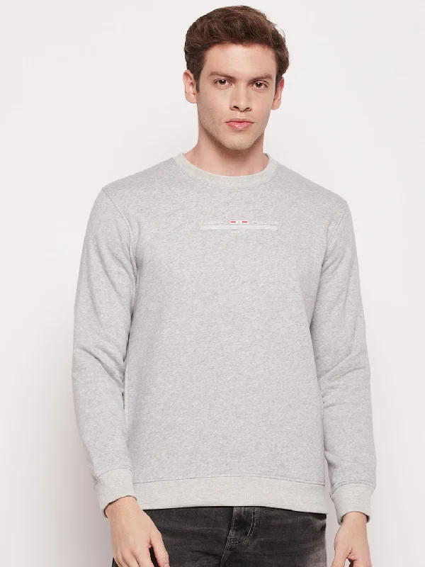 Cantabil Men Grey Melange Sweatshirt