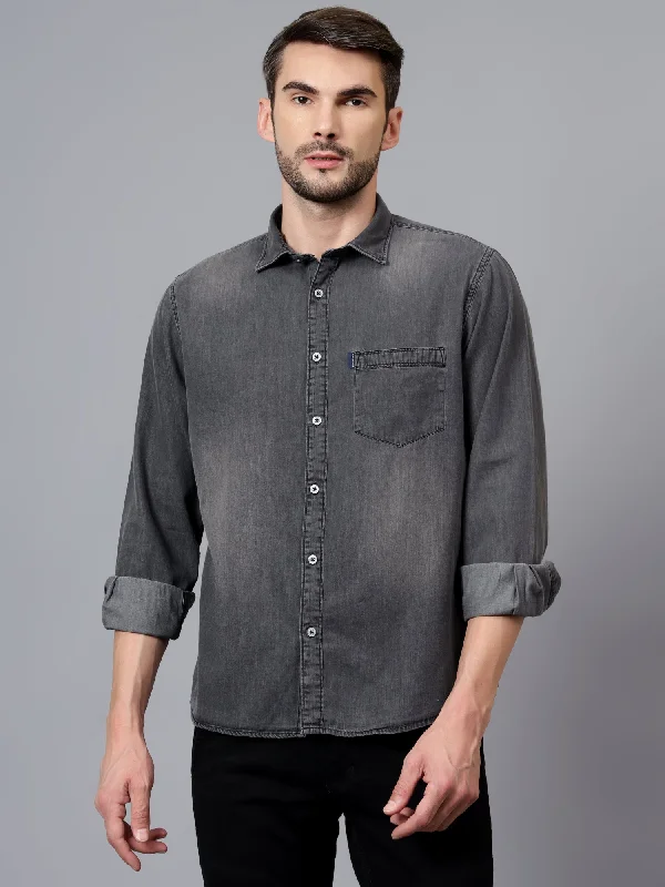 Cantabil Men's Black Solid Full Sleeve Casual Shirt