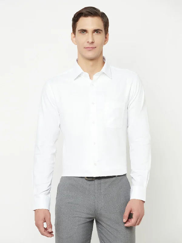 Cantabil Men's White Formal Shirt